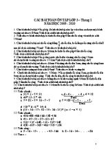 Đề và đáp án ôn tập tháng 1 Toán lớp 3 - Năm học 2009-2010